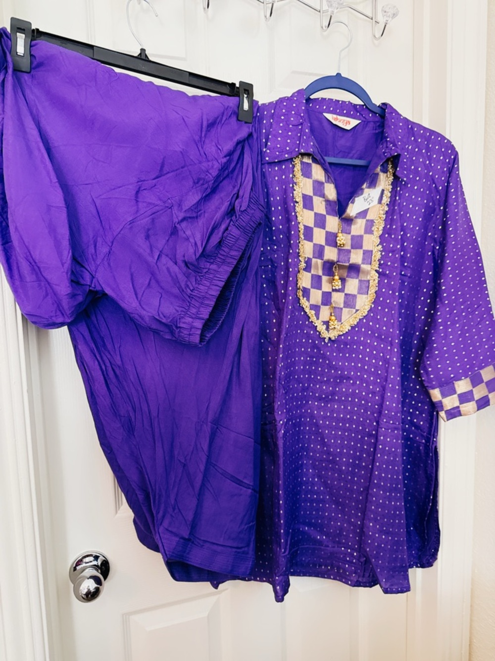 Purple Women Kurta Bottoms Set - Traditional Embellished Design